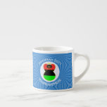 African Diaspora Angel Hanukkah Flag Personalised  Espresso Cup<br><div class="desc">Espresso cup to help you celebrate Hanukkah with this angel dressed in the Flag of the African Diaspora. This African American Angel flies in the centre of a white circle of squiggly squares set in the centre of blue squiggly squares. Add your name, or the name of someone else, if...</div>