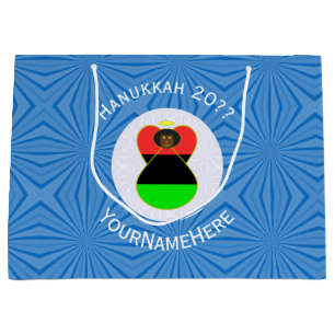 African Diaspora Angel Hanukkah Flag Personalised  Large Gift Bag