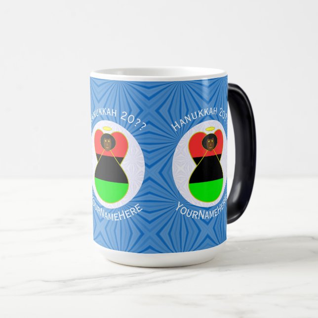 African Diaspora Angel Hanukkah Flag Personalised  Magic Mug (Front Right)
