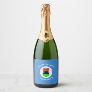 African Diaspora Angel Hanukkah Flag Personalised Sparkling Wine Label