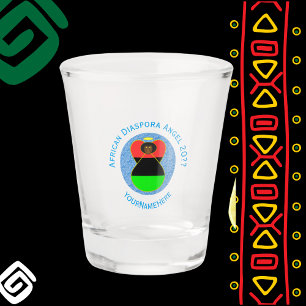 African Diaspora Angel Personalised Blue Text Shot Glass