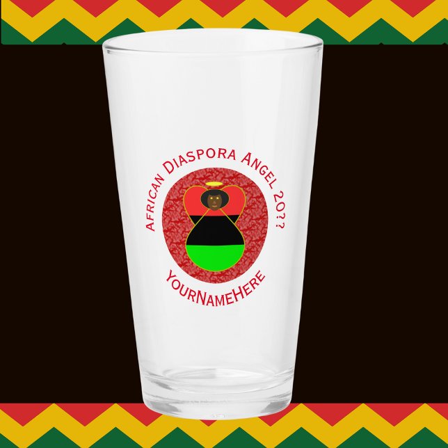African Diaspora Angel Red Personalised Beer  Glass (Creator Uploaded)