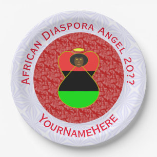African Diaspora Flag Angel Red Personalised Paper Plate