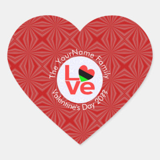 African Diaspora Heart Flag LOVE Red Personalised  Heart Sticker