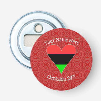 African Diaspora Heart Flag Personalised Text  Bottle Opener
