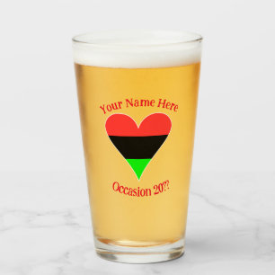 African Diaspora Heart Flag Personalised Text  Glass