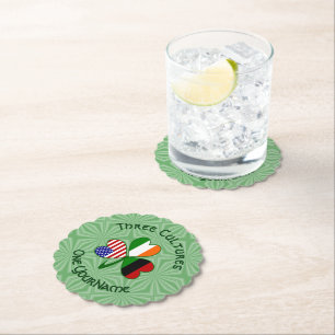 African Diaspora Irish American Shamrock Personal Paper Coaster