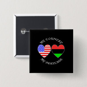 African Diaspora USA Flag Heart Country Heritage 15 Cm Square Badge