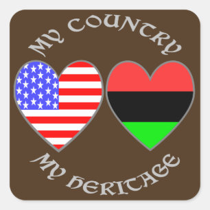 African Diaspora USA Flag Heart Country Heritage Square Sticker