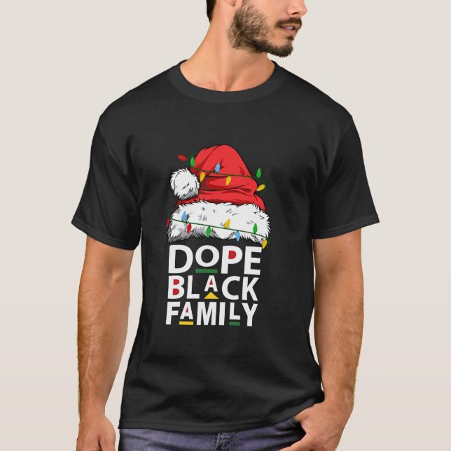African Dope Black Family Afro Team Santa Matching T-Shirt (Front)