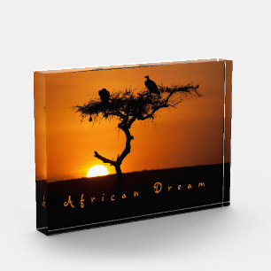 African Dream sunset romantic photo with text Block