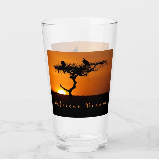 African Dream sunset romantic photo with text Glass (Front)