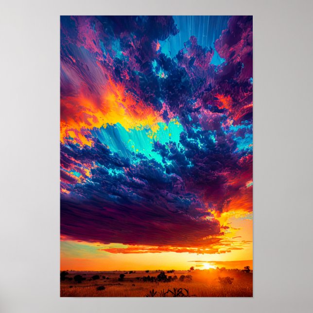 African Dream, Vibrant Sunset Colours Poster (Front)