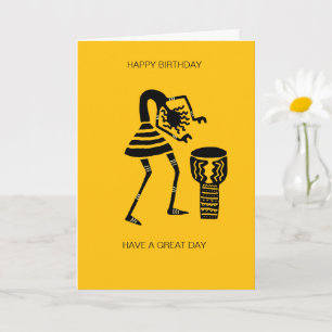 African Drumming Silhouette Drumming Girl Birthday Card