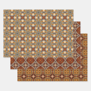 African Earth Seamless Ethnic Pattern Set 4 Wrapping Paper Sheet