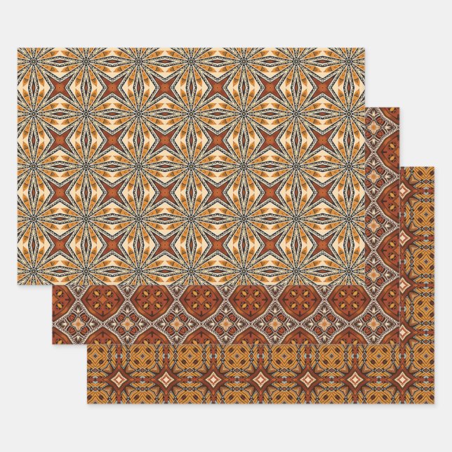 African Earth Seamless Ethnic Pattern Set 4 Wrapping Paper Sheet (Set)