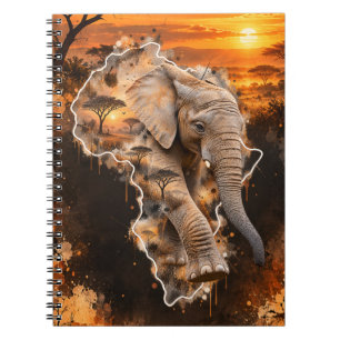 African Elephant Africa Map Wildlife  Notebook