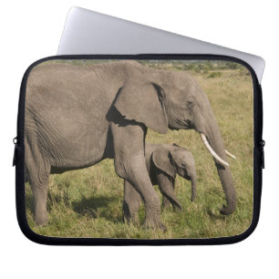 African Elephant and cub (Loxodonta africana), Laptop Sleeve