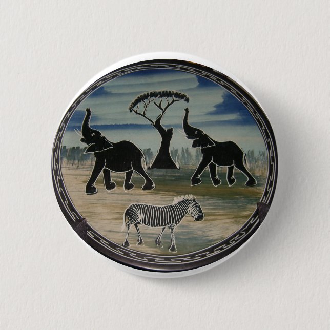 African Elephant Art Print 6 Cm Round Badge (Front)