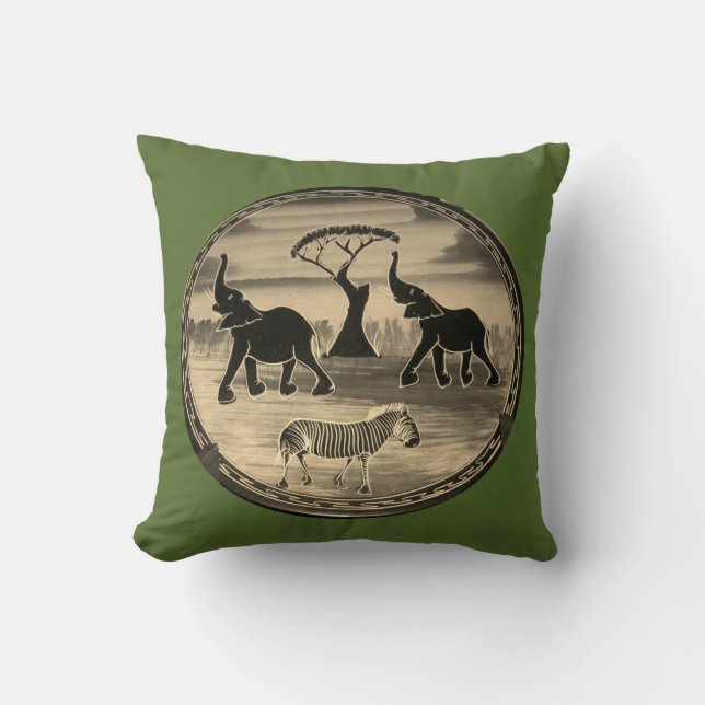 African Elephant Art Print Cushion (Front)