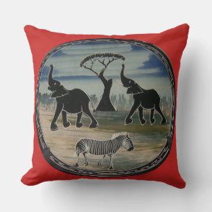 African Elephant Art Print Cushion