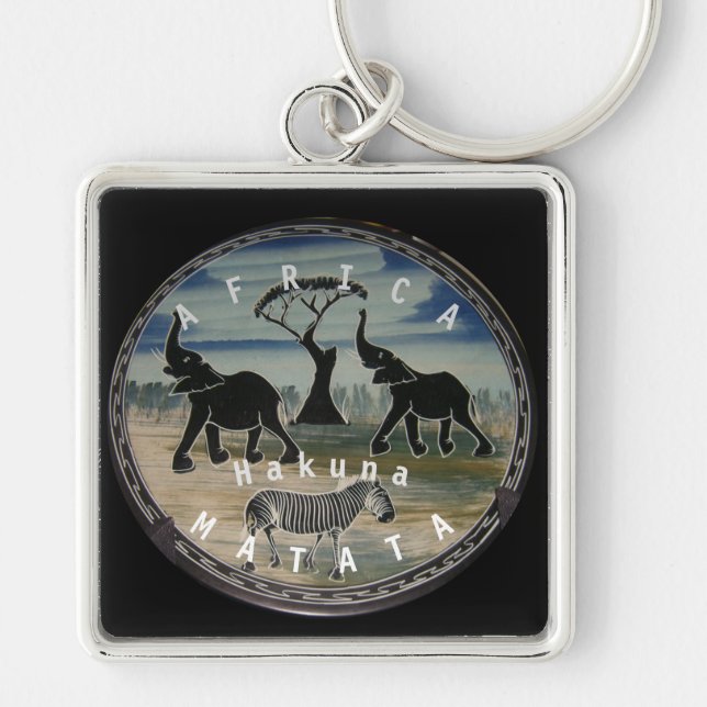 African Elephant Art Print Key Ring (Front)