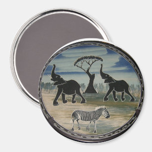 African Elephant Art Print Magnet