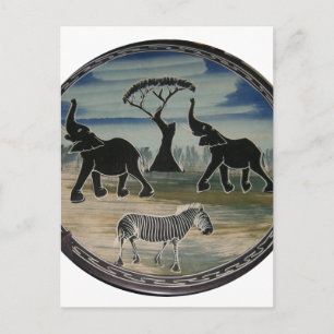 African Elephant Art Print Postcard