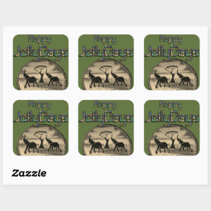 African Elephant Art Print Square Sticker