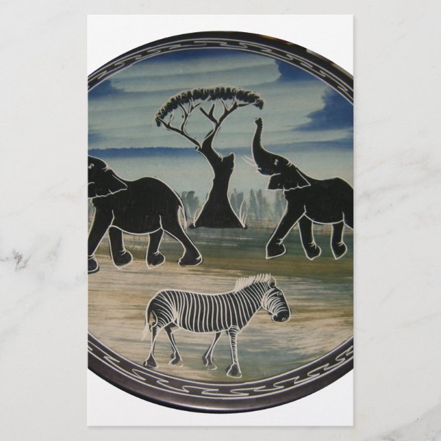 African Elephant Art Print Stationery (Front)