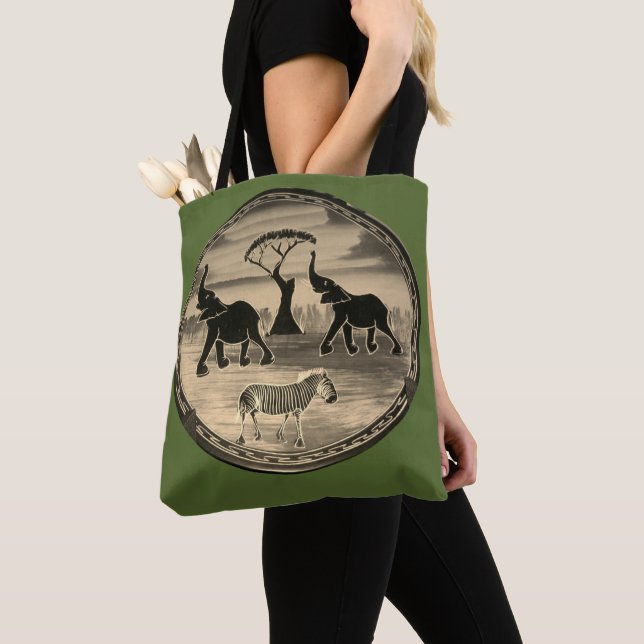 African Elephant Art Print Tote Bag (Close Up)