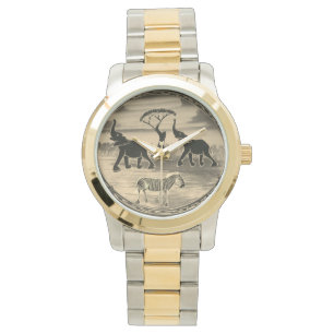 African Elephant Art Print Watch