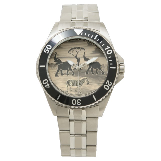 African Elephant Art Print Watch (Front)