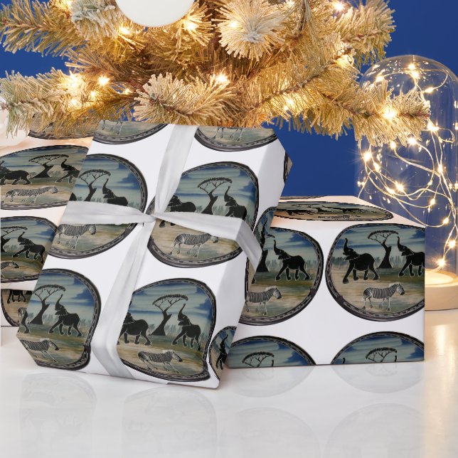 African Elephant Art Print Wrapping Paper (Holidays)