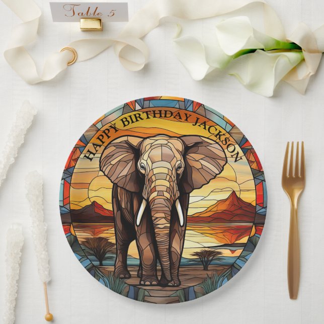 African Elephant Birthday Paper Plate (Wedding)