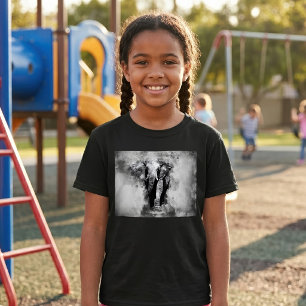African Elephant Black and White Watercolor T-Shirt