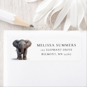 African Elephant Calf Return Address Label