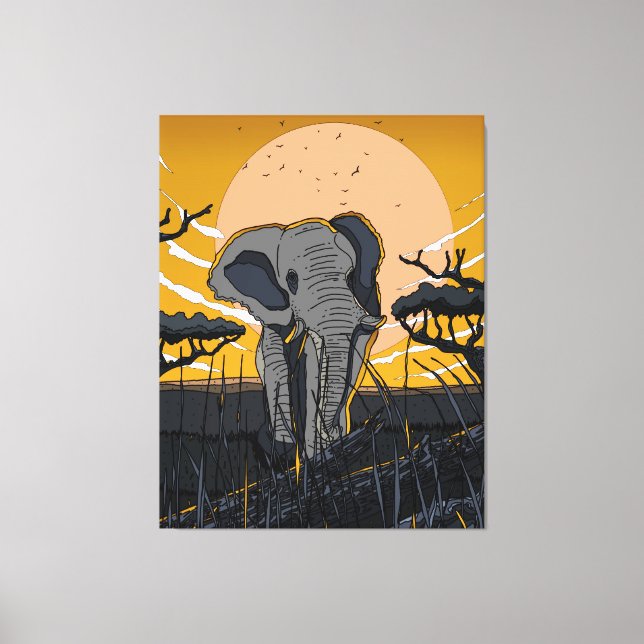 African Elephant Canvas Print (Front)
