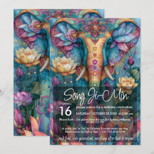 African Elephant Colourful Animal Lover Design Invitation
