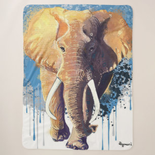 African Elephant Design   Wildlife Animal  Sherpa Blanket