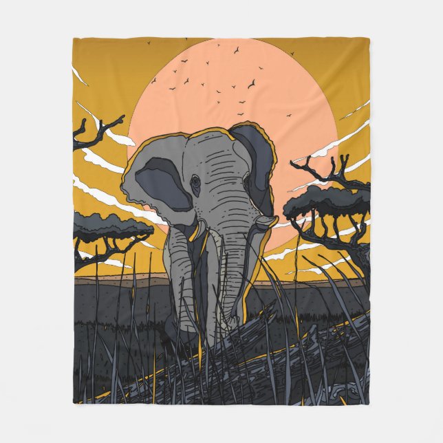 African Elephant Fleece Blanket (Front)