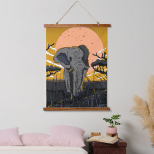 African Elephant Hanging Tapestry