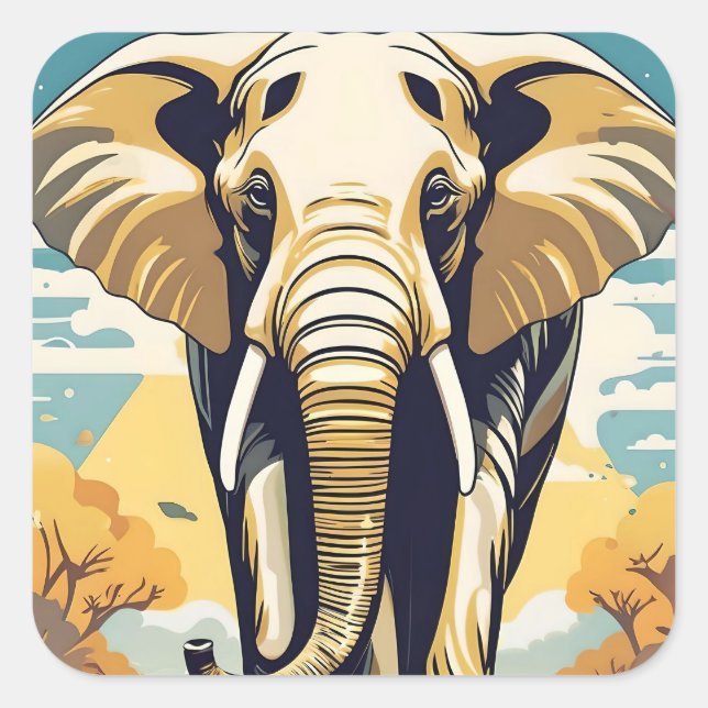 African elephant happy in safe environment.  square sticker (Front)