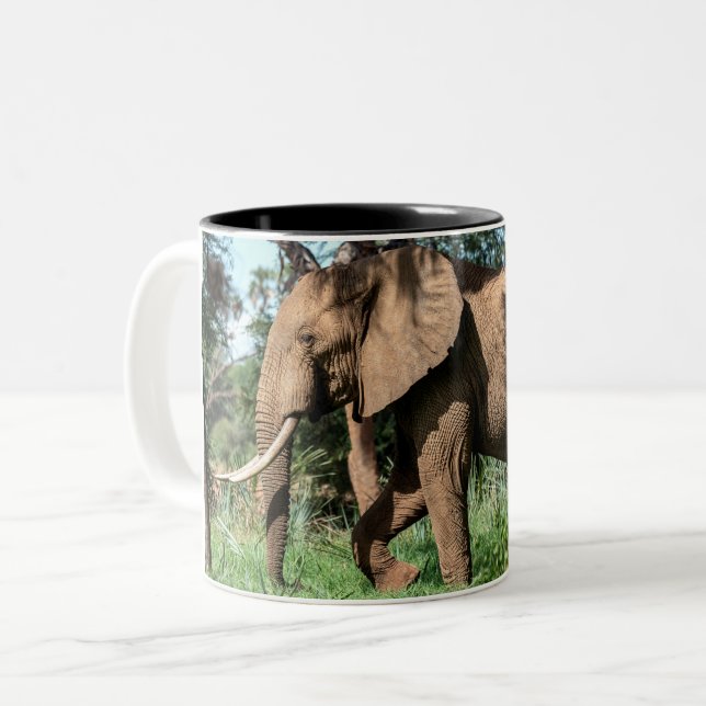African Elephant in the Safari Two-Tone Coffee Mug (Front Left)