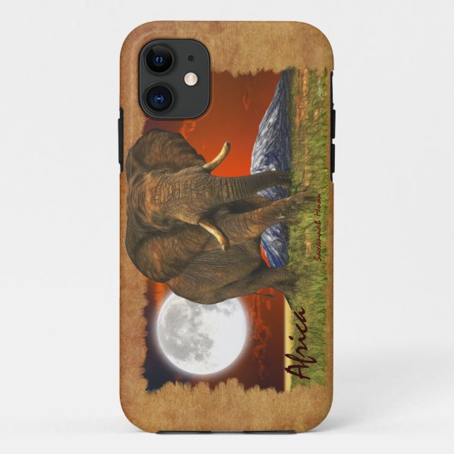 African Elephant & Moon II Cell Phone Case (Back)