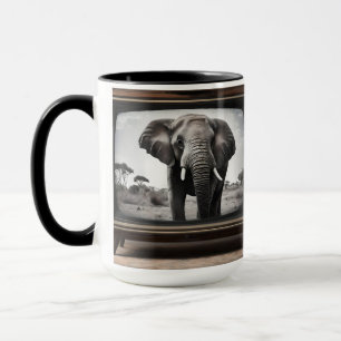 African Elephant On Analogue Television, Mug