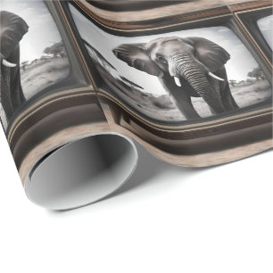 African Elephant On Analogue Television, Wrapping Paper