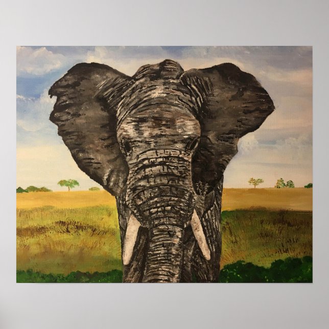 African Elephant Painting Art Print Poster (Front)