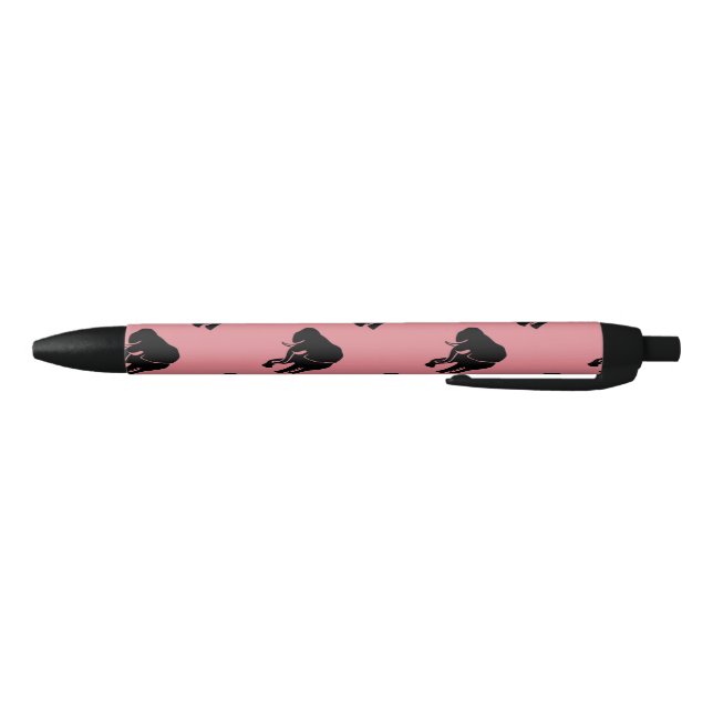 African Elephant Pink Black Ink Pen (Bottom)