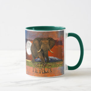 African Elephant & Savannah Moon AFRICA Mug